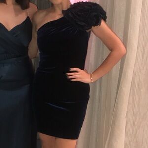 Tadashi Shoji velvet dark blue dress